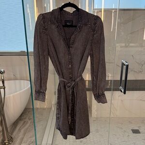 Rails Adele Black Acid Wash Long Sleeve Denim Dress